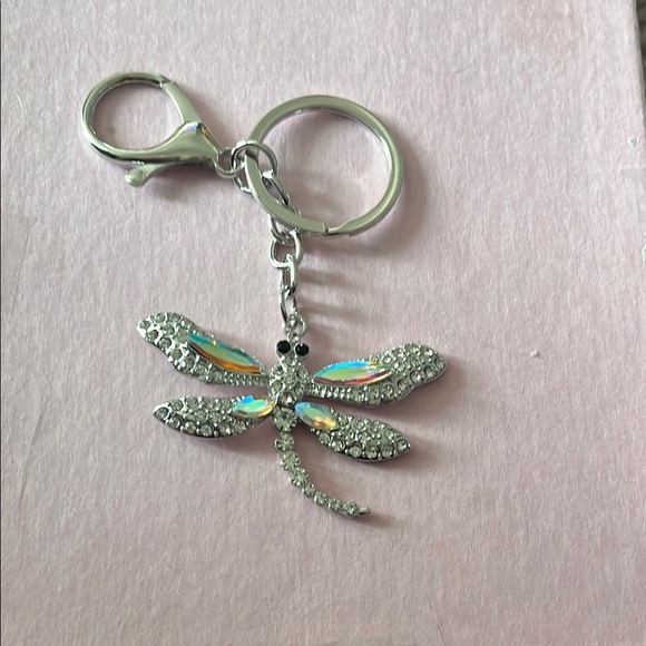 Accessories - Silver Dragonfly Keychain with Crystals